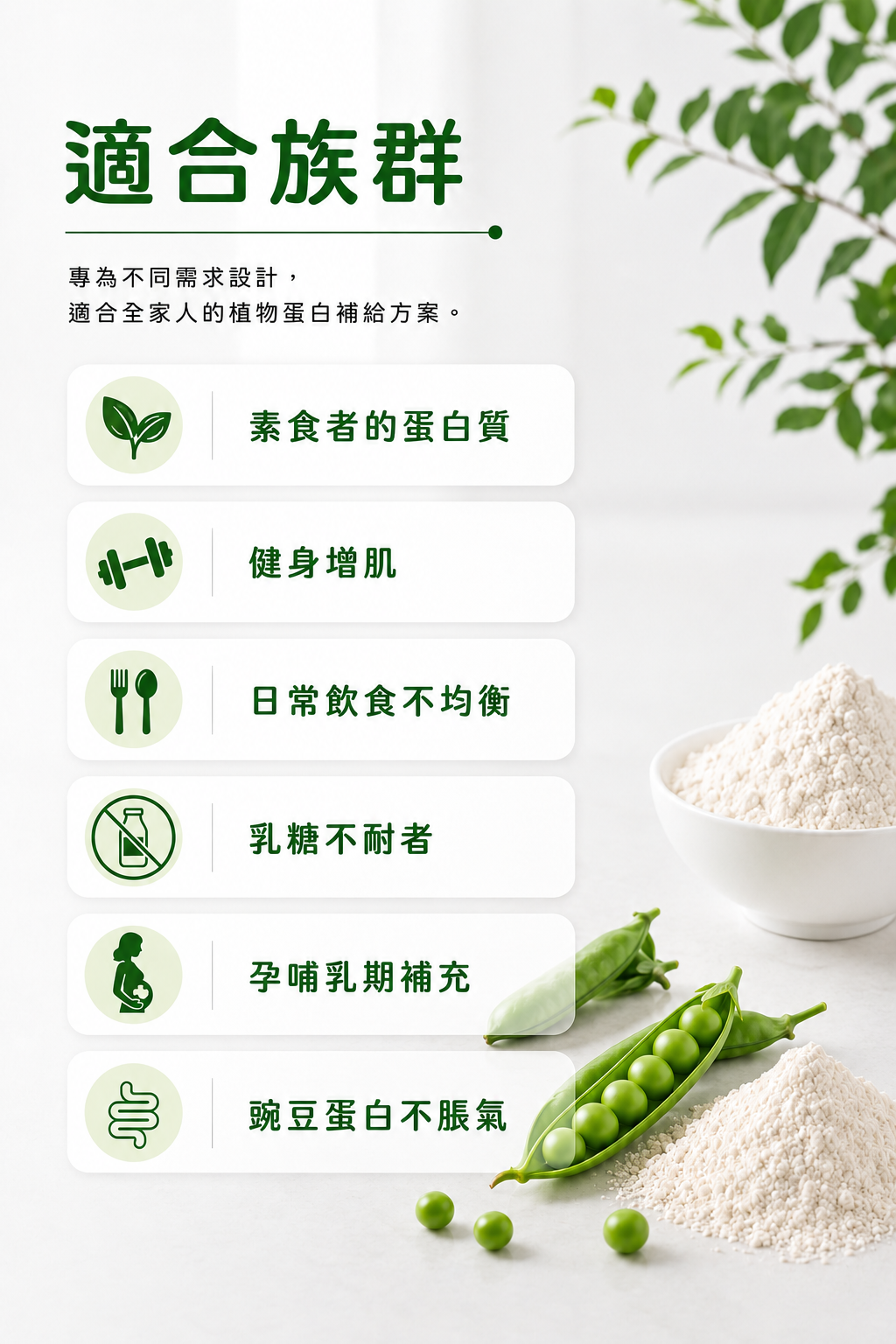 高安植物蛋白粉適合素食者、健身族、孕哺乳期等族群