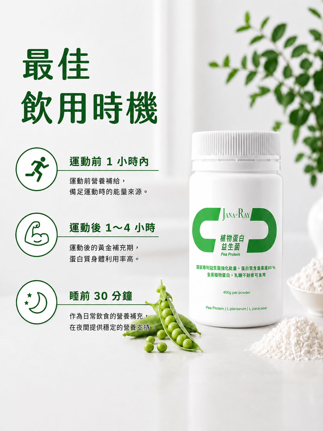 植物蛋白粉最佳飲用時機：運動前後與睡前